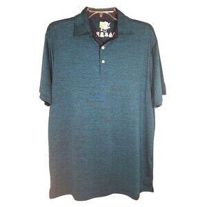 Tailor Byrd Polo Shirt Mens L Blue Green Casual Golf  Performance SPF 30   C4